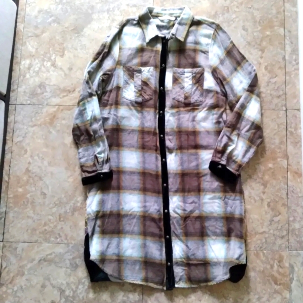 Soft Surroundings Mixed Media Button down tunic dress, size XS